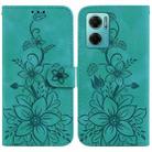 For Xiaomi Redmi Note 11E / Redmi 10 5G Lily Embossed Leather Phone Case(Green) - 1