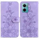 For Xiaomi Redmi Note 11E / Redmi 10 5G Lily Embossed Leather Phone Case(Purple) - 1