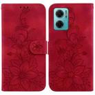 For Xiaomi Redmi Note 11E / Redmi 10 5G Lily Embossed Leather Phone Case(Red) - 1
