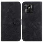 For Xiaomi Redmi 10C Lily Embossed Leather Phone Case(Black) - 1