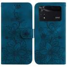 For Xiaomi Poco M4 Pro Lily Embossed Leather Phone Case(Dark Blue) - 1