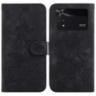 For Xiaomi Poco M4 Pro Lily Embossed Leather Phone Case(Black) - 1