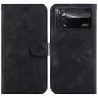 For Xiaomi Poco X4 Pro 5G Lily Embossed Leather Phone Case(Black) - 1