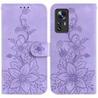 For Xiaomi 12 / 12X Lily Embossed Leather Phone Case(Purple) - 1