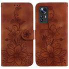 For Xiaomi 12 / 12X Lily Embossed Leather Phone Case(Brown) - 1