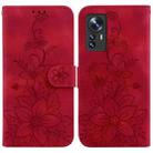 For Xiaomi 12 / 12X Lily Embossed Leather Phone Case(Red) - 1