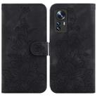 For Xiaomi 12 / 12X Lily Embossed Leather Phone Case(Black) - 1