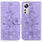 For Xiaomi 12 Pro Lily Embossed Leather Phone Case(Purple) - 1