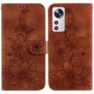 For Xiaomi 12 Pro Lily Embossed Leather Phone Case(Brown) - 1