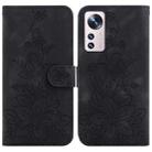 For Xiaomi 12 Pro Lily Embossed Leather Phone Case(Black) - 1