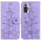 For Xiaomi Redmi Note 10 Lite / Note 10 Pro Lily Embossed Leather Phone Case(Purple) - 1