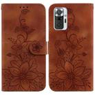 For Xiaomi Redmi Note 10 Lite / Note 10 Pro Lily Embossed Leather Phone Case(Brown) - 1