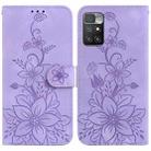 For Xiaomi Redmi 10 / 10 Prime Lily Embossed Leather Phone Case(Purple) - 1