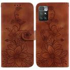 For Xiaomi Redmi 10 / 10 Prime Lily Embossed Leather Phone Case(Brown) - 1