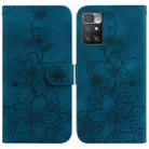 For Xiaomi Redmi 10 / 10 Prime Lily Embossed Leather Phone Case(Dark Blue) - 1