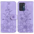 For Xiaomi 11T / 11T Pro Lily Embossed Leather Phone Case(Purple) - 1
