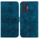 For Xiaomi 11T / 11T Pro Lily Embossed Leather Phone Case(Dark Blue) - 1