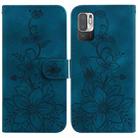 For Xiaomi Redmi Note 10 5G / Poco M3 Pro Lily Embossed Leather Phone Case(Dark Blue) - 1