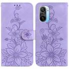 For Xiaomi Redmi K40/K40 Pro / Poco F3 Lily Embossed Leather Phone Case(Purple) - 1