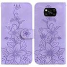 For Xiaomi Poco X3 NFC / X3 / X3 Pro Lily Embossed Leather Phone Case(Purple) - 1