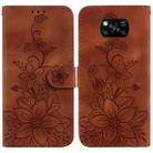 For Xiaomi Poco X3 NFC / X3 / X3 Pro Lily Embossed Leather Phone Case(Brown) - 1