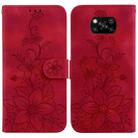 For Xiaomi Poco X3 NFC / X3 / X3 Pro Lily Embossed Leather Phone Case(Red) - 1