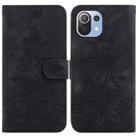 For Xiaomi Mi 11 Lite 4G/5G Lily Embossed Leather Phone Case(Black) - 1