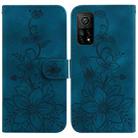 For Xiaomi Mi 10T Pro 5G / Mi 10T 5G Lily Embossed Leather Phone Case(Dark Blue) - 1