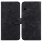 For Xiaomi Redmi 9A Lily Embossed Leather Phone Case(Black) - 1