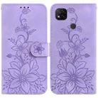 For Xiaomi Redmi 9C Lily Embossed Leather Phone Case(Purple) - 1