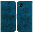 For Xiaomi Redmi 9C Lily Embossed Leather Phone Case(Dark Blue) - 1