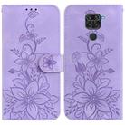 For Xiaomi Redmi Note 9 / 10X 4G Lily Embossed Leather Phone Case(Purple) - 1