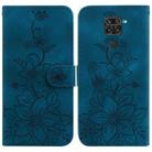 For Xiaomi Redmi Note 9 / 10X 4G Lily Embossed Leather Phone Case(Dark Blue) - 1