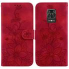 For Xiaomi Redmi Note 9 Pro/9S/9 Pro Max Lily Embossed Leather Phone Case(Red) - 1