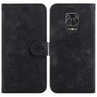 For Xiaomi Redmi Note 9 Pro/9S/9 Pro Max Lily Embossed Leather Phone Case(Black) - 1