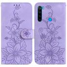 For Xiaomi Redmi Note 8T Lily Embossed Leather Phone Case(Purple) - 1