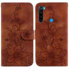 For Xiaomi Redmi Note 8T Lily Embossed Leather Phone Case(Brown) - 1