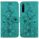For Xiaomi Redmi Note 8 Lily Embossed Leather Phone Case(Green) - 1