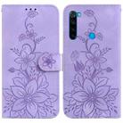 For Xiaomi Redmi Note 8 Lily Embossed Leather Phone Case(Purple) - 1