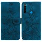 For Xiaomi Redmi Note 8 Lily Embossed Leather Phone Case(Dark Blue) - 1