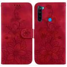 For Xiaomi Redmi Note 8 Lily Embossed Leather Phone Case(Red) - 1