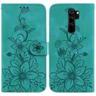 For Xiaomi Redmi Note 8 Pro Lily Embossed Leather Phone Case(Green) - 1