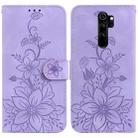 For Xiaomi Redmi Note 8 Pro Lily Embossed Leather Phone Case(Purple) - 1