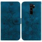 For Xiaomi Redmi Note 8 Pro Lily Embossed Leather Phone Case(Dark Blue) - 1