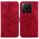 For Xiaomi 13T / 13T Pro / Redmi K60 Ultra Lily Embossed Leather Phone Case(Red) - 1