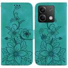 For Xiaomi Redmi Note 13 5G Lily Embossed Leather Phone Case(Green) - 1