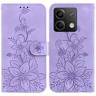 For Xiaomi Redmi Note 13 5G Lily Embossed Leather Phone Case(Purple) - 1