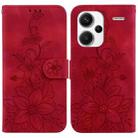 For Xiaomi Redmi Note 13 Pro+ 5G Lily Embossed Leather Phone Case(Red) - 1