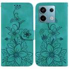 For Xiaomi Redmi Note 13 Pro 5G Lily Embossed Leather Phone Case(Green) - 1