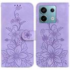 For Xiaomi Redmi Note 13 Pro 5G Lily Embossed Leather Phone Case(Purple) - 1